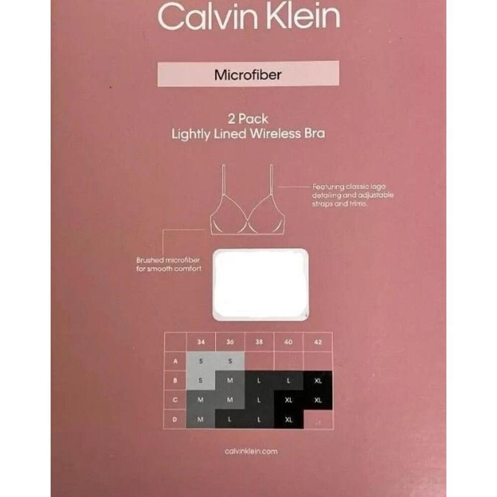 Calvin Klein 2-Pack Wireless T-shirt Bra Seamless Underwear Size Small. AT - Picture 2 of 2